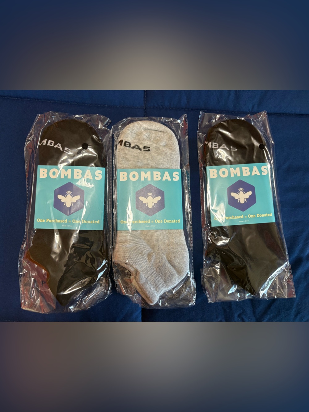 3 pairs of Bombas Men's Midweight Ankle Socks Grey Heather Black Large NWT
